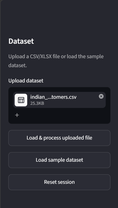 Dataset upload screen in the AI Data Analyst app